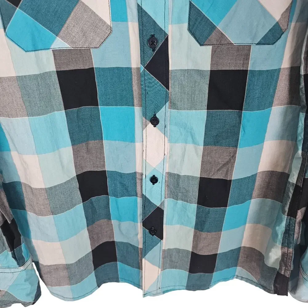 BKE Shirt Men M Blue Plaid Shirt Slim Fit Button Down Shirt Long Sleeve Shirt - Picture 3 of 9